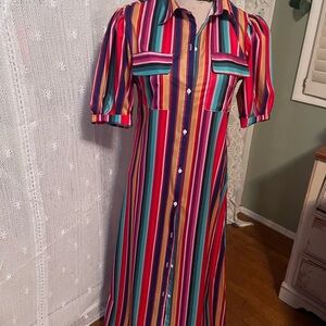 Striped Multicolor Button-Down Dress